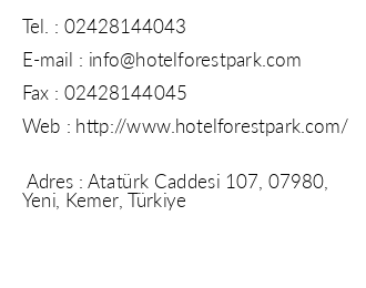Forest Park Hotel iletiim bilgileri
